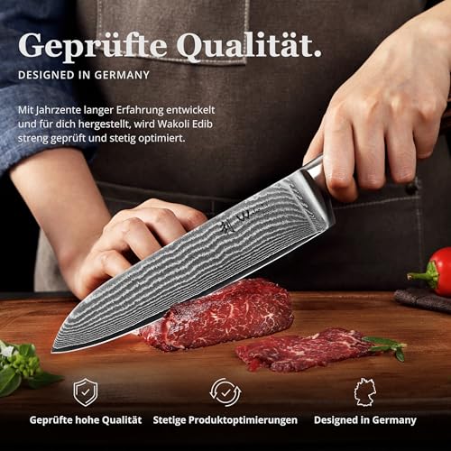 Wakoli EDIB Damascus Santoku Knife – 6.7-Inch Japanese Style Kitchen Knife | Genuine 67-Layer Damascus Steel Blade with VG10 Core | Ergonomic Pakkawood Handle | Professional Cooking Knife in Gift Box - Image 5