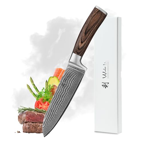 Wakoli EDIB Damascus Santoku Knife – 6.7-Inch Japanese Style Kitchen Knife | Genuine 67-Layer Damascus Steel Blade with VG10 Core | Ergonomic Pakkawood Handle | Professional Cooking Knife in Gift Box - Image 1