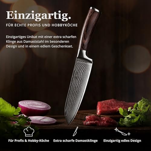 Wakoli EDIB Damascus Santoku Knife – 6.7-Inch Japanese Style Kitchen Knife | Genuine 67-Layer Damascus Steel Blade with VG10 Core | Ergonomic Pakkawood Handle | Professional Cooking Knife in Gift Box - Image 2