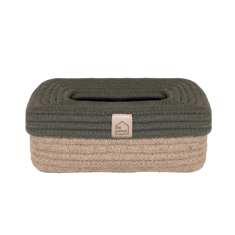 Denova Tissue Box Holder - Decorative Tissue Box Cover, Modern Elegant Design for Living Room, Bedroom, Office & Bathroom (Rectangle, Natural & Olive) - Image 4