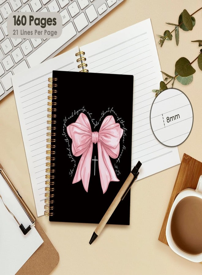 Wheatwin Bible Journal for Women Girls, Pink Bow Christian Girl Energy Journal, Christian Gifts Prayer Journal for Woman, Cute Gifts Preppy Cute Notebook, Pink Bow Coquette Stuff Notebook 5.5x8.3 - Image 3