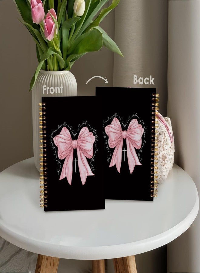 Wheatwin Bible Journal for Women Girls, Pink Bow Christian Girl Energy Journal, Christian Gifts Prayer Journal for Woman, Cute Gifts Preppy Cute Notebook, Pink Bow Coquette Stuff Notebook 5.5x8.3 - Image 4