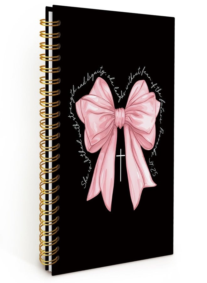 Wheatwin Bible Journal for Women Girls, Pink Bow Christian Girl Energy Journal, Christian Gifts Prayer Journal for Woman, Cute Gifts Preppy Cute Notebook, Pink Bow Coquette Stuff Notebook 5.5x8.3 - Image 1