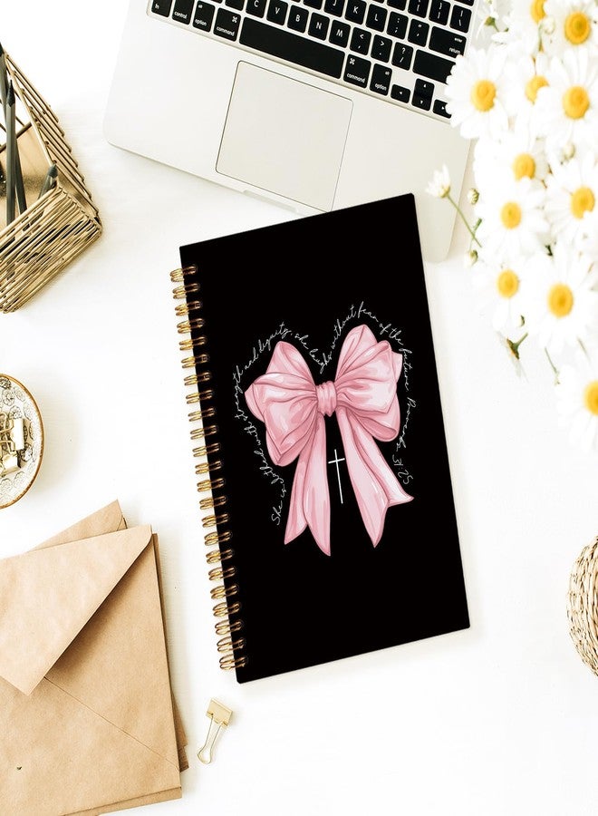 Wheatwin Bible Journal for Women Girls, Pink Bow Christian Girl Energy Journal, Christian Gifts Prayer Journal for Woman, Cute Gifts Preppy Cute Notebook, Pink Bow Coquette Stuff Notebook 5.5x8.3 - Image 2
