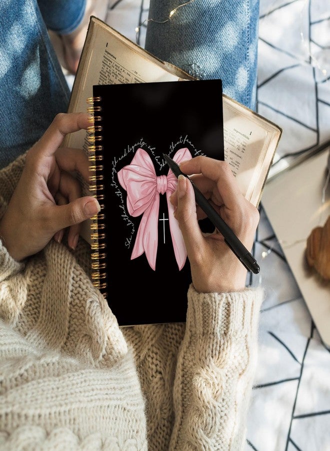 Wheatwin Bible Journal for Women Girls, Pink Bow Christian Girl Energy Journal, Christian Gifts Prayer Journal for Woman, Cute Gifts Preppy Cute Notebook, Pink Bow Coquette Stuff Notebook 5.5x8.3 - Image 5