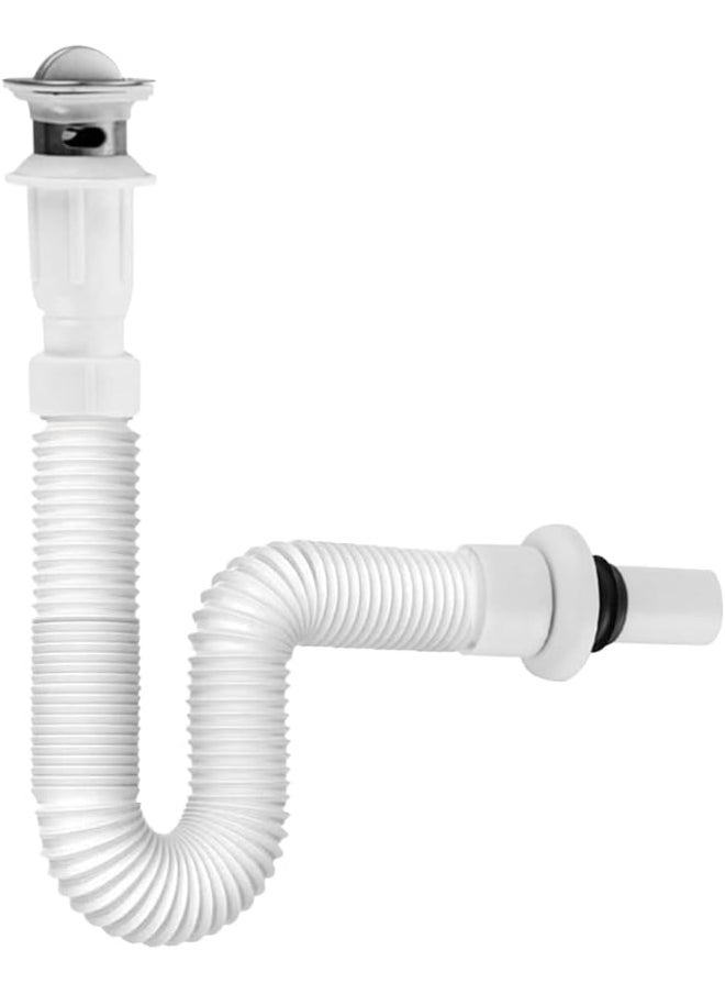 Rubik Kitchen Bathroom Sink Drain Pipe 15-31 inch, Telescopic Deodorant Steel Drainer for Sink or Wash Basin with ABS Magic-Pipe Full Set, Expandable & Flexible  - Image 1