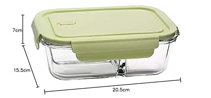 Red-Rubby Glass Lunch Box with 3-Compartment Meal Containers Food Storage Box with Air Vent Lid Lunch box for office school and travel. (Multicolor Lid) pack of 1 - Image 5