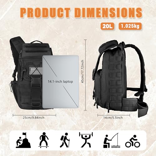 MANETTA Tactical Sling Bag for Men,Large Tactical Shoulder Bag with Bottle Holder, Cross Body Bag Chest EDC Bag For Camping Hiking Trekking Daypack - Image 3