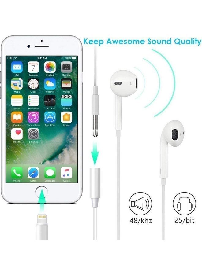 NIBEMINENT 2-Pack Adapter From Lightning Port To 3.5mm Headphone (Aux) White - Image 3