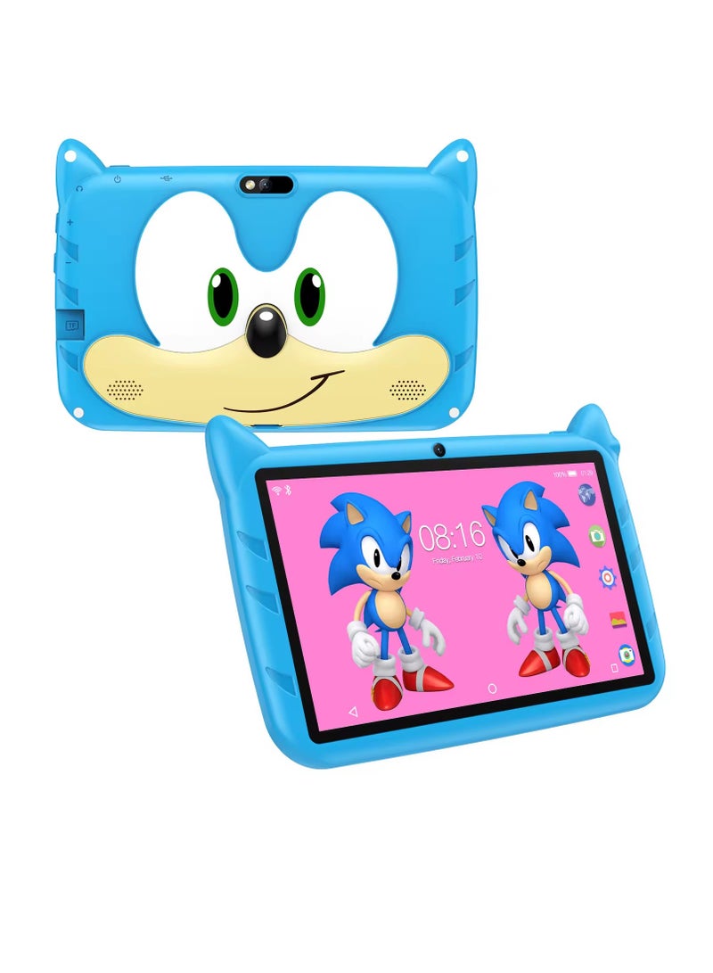 AROAQ Kids Tablet, 7 Inch Kids Learning Toy Computer With Wifi, 400mah Battery Dual Cameras Kids Pad, Portable Children Smart Tablet With Quad Core Processor, (1pc, 128G, Blue) - Image 1