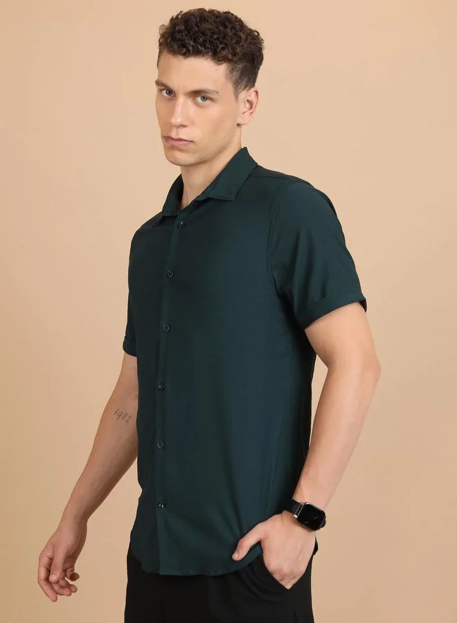 Ketch Slim Fit Spread Collar Casual Shirt by Styli