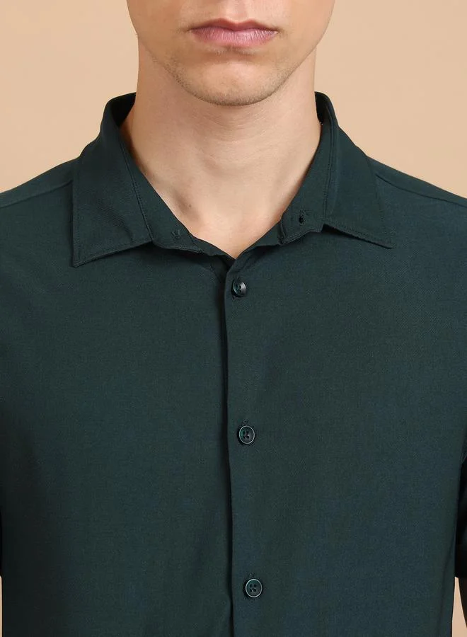 Ketch Slim Fit Spread Collar Casual Shirt by Styli