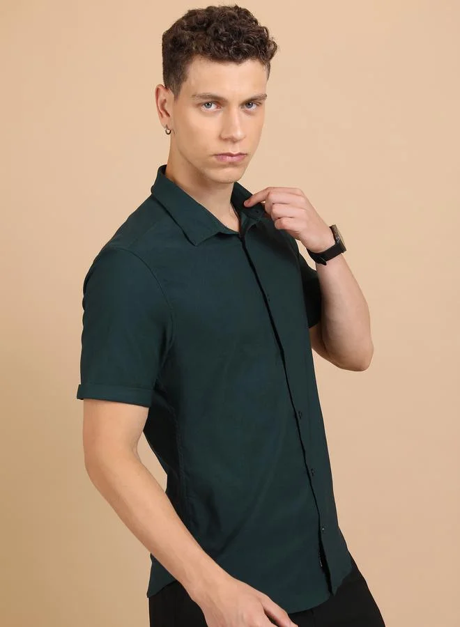Ketch Slim Fit Spread Collar Casual Shirt by Styli