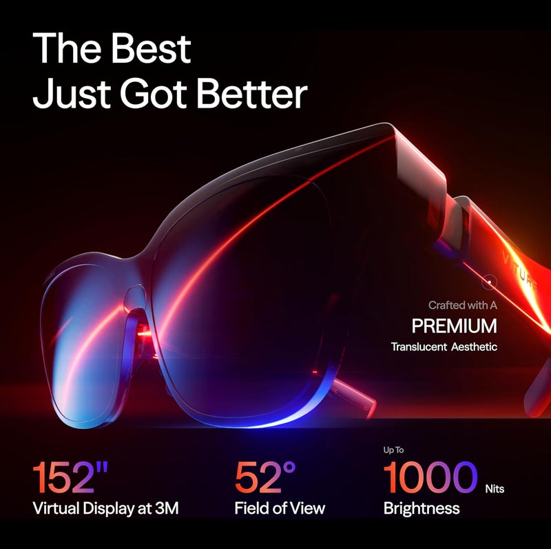 نظارات VITURE Luma Pro XR الواقع المعزز — شاشة فائقة الوضوح مقاس 152 بوصة بدقة 1200p ومعدل تحديث 120 هرتز، مجال رؤية 52 درجة، فيلم كهروضوئي، صوت هارمان، نظارات واقع معزز لأجهزة iPhone 17/16/15، أندرويد، ماك، كمبيوتر شخصي، Steam Deck، Switch 2 - كبير - Image 2