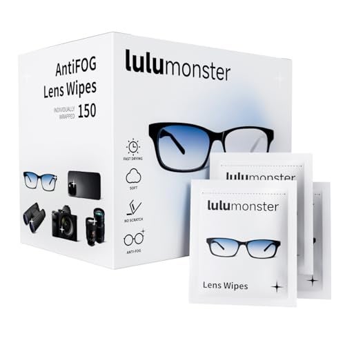 LULUMONSTER Anti Fog Lens Wipes for Eyeglasses Lulumonster, [150 Pre-Moistened Individually Wrapped Wipes] [Non-Scratching & Non-Streaking] Cleaner Wipes for Glasses, Sunglass, Phone Screen Camera Lens, Goggles - Image 1