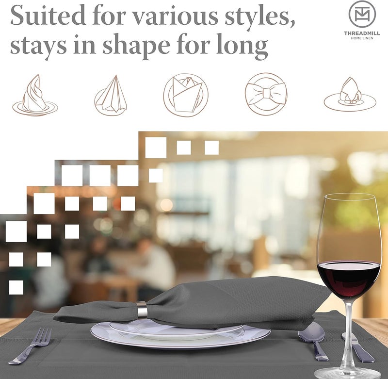 Threadmill Dark Grey Cloth Napkins Set of 12 Cotton Reusable 20 x 20 inch Jacquard Napkins Cloth Washable Dinner Napkins Perfect for Wedding Parties Cocktails Fall Thanksgiving Christmas - Image 4