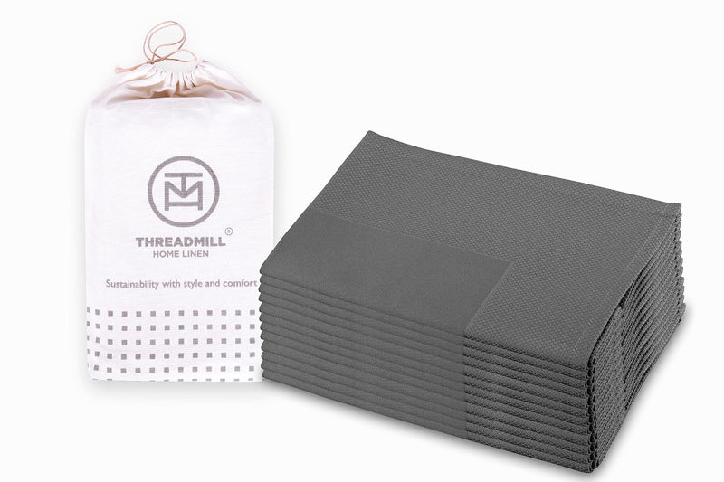 Threadmill Dark Grey Cloth Napkins Set of 12 Cotton Reusable 20 x 20 inch Jacquard Napkins Cloth Washable Dinner Napkins Perfect for Wedding Parties Cocktails Fall Thanksgiving Christmas - Image 1