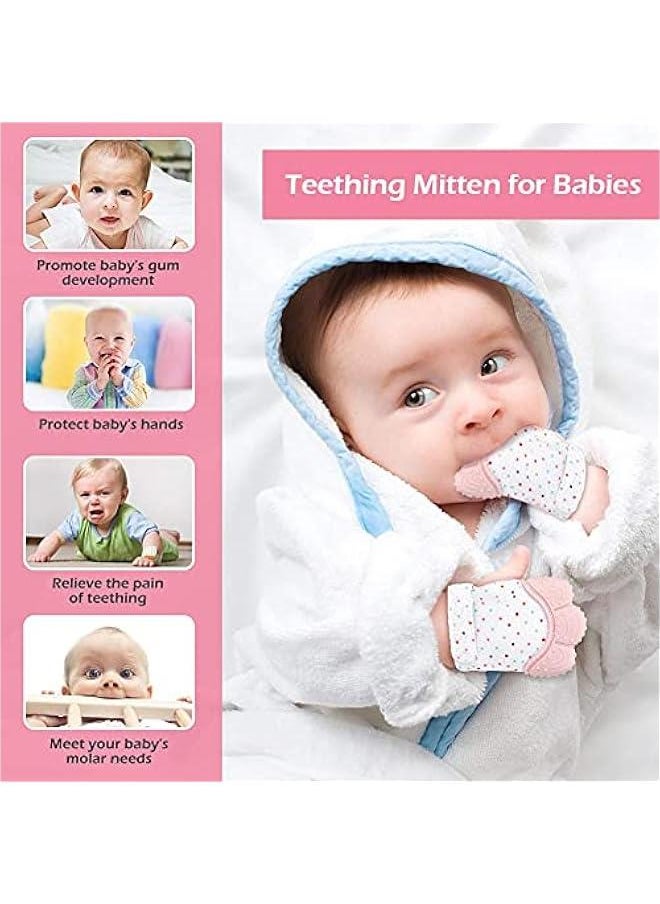 Gonice - Baby Safe BPA Free Chewable Teething Self Soothing Mitten Hand Glove Pink 1 Pair - Image 1