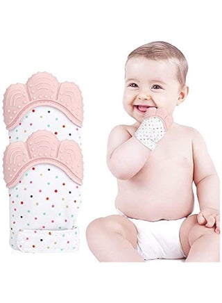 Baby Safe BPA Free Chewable Teething Self Soothing Mitten Hand Glove Pink 1 Pair - view 2