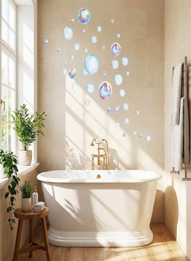 Shimmeroo 2 Sheets Bubble Stickers, Colorful Bubble Cutouts for Wall Decoration, Underwater & Mermaid Theme Party Supplies Ocean Bathroom Decor Self-Adhesive Bubbles for Birthday Parties - Image 4