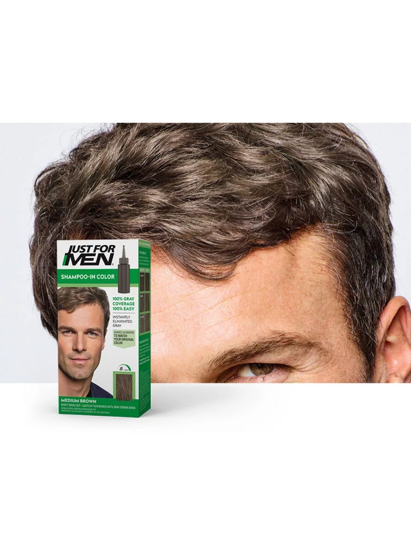 Just For Men Hair Color For Men – Medium Brown, H-35, One Application Cream Hair Color With Biotin, Aloe, And Coconut Oil For Grey Coverage And Hair Health - Image 2
