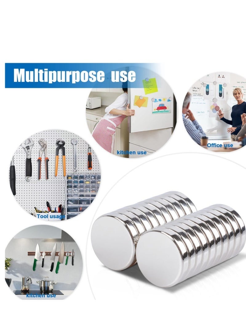 GIFT Powerful Neodymium (15x15x3mm), 20 Pieces Super Strong Neodymium Disc Round Magnets, Powerful Permanent Rare Earth Magnets for Fridge Shower Doors Office DIY Building Scientific - Image 4