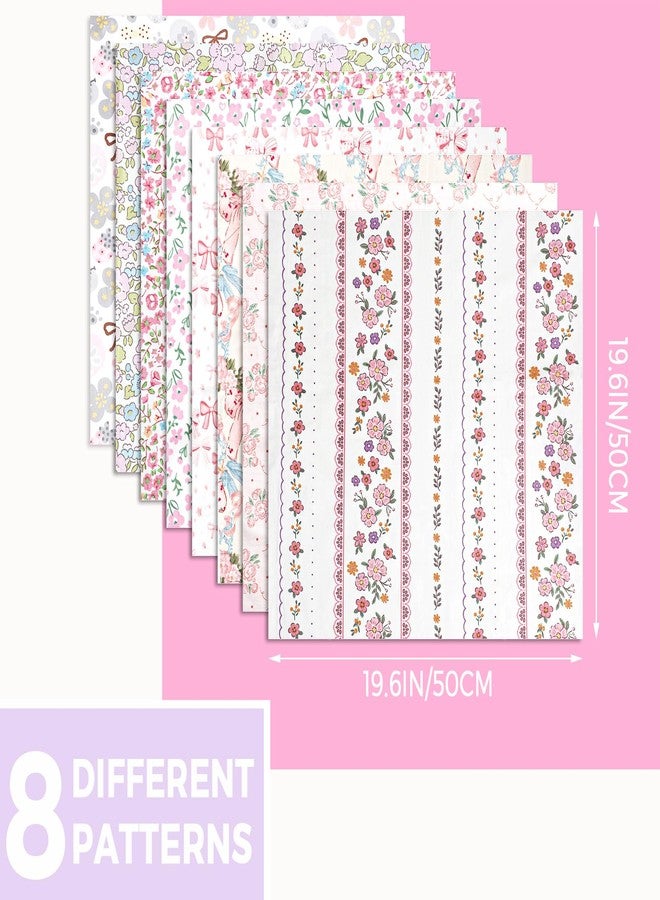 Aubliss 8pcs Fat Quarter Fabric Bundles (100% Cotton - 19.6‘’ x 19.6‘’ / 50cm x 50cm) Quilting Cotton Craft Fabric Pre-Cut Squares Sheets for Patchwork Sewing Quilting Crafting (Pink) - Image 2