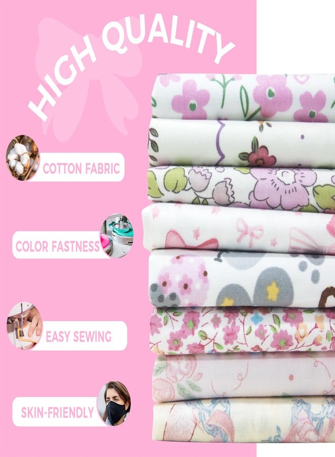 Aubliss 8pcs Fat Quarter Fabric Bundles (100% Cotton - 19.6‘’ x 19.6‘’ / 50cm x 50cm) Quilting Cotton Craft Fabric Pre-Cut Squares Sheets for Patchwork Sewing Quilting Crafting (Pink) - Image 3