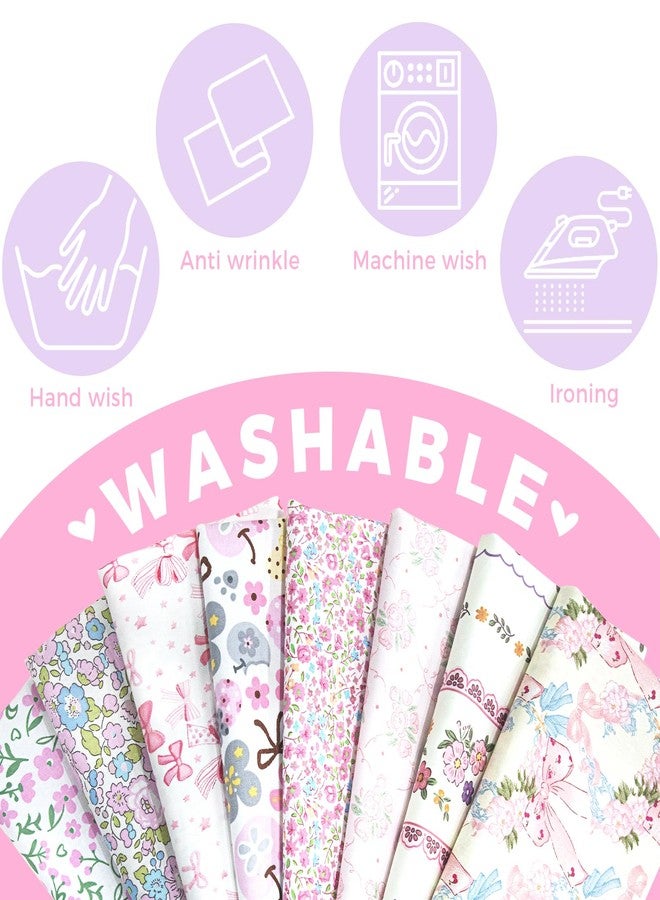 Aubliss 8pcs Fat Quarter Fabric Bundles (100% Cotton - 19.6‘’ x 19.6‘’ / 50cm x 50cm) Quilting Cotton Craft Fabric Pre-Cut Squares Sheets for Patchwork Sewing Quilting Crafting (Pink) - Image 4