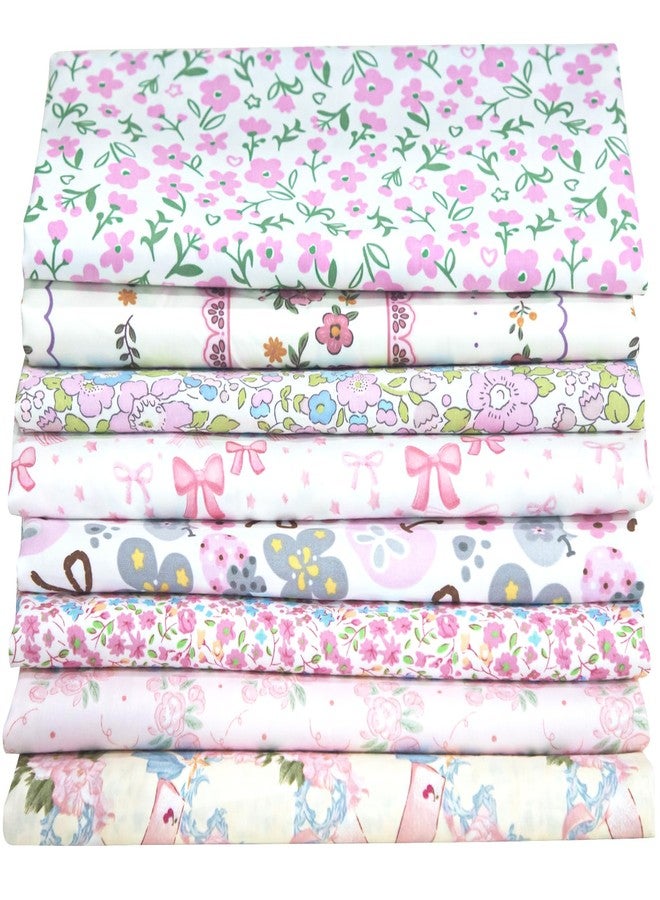 Aubliss 8pcs Fat Quarter Fabric Bundles (100% Cotton - 19.6‘’ x 19.6‘’ / 50cm x 50cm) Quilting Cotton Craft Fabric Pre-Cut Squares Sheets for Patchwork Sewing Quilting Crafting (Pink) - Image 1