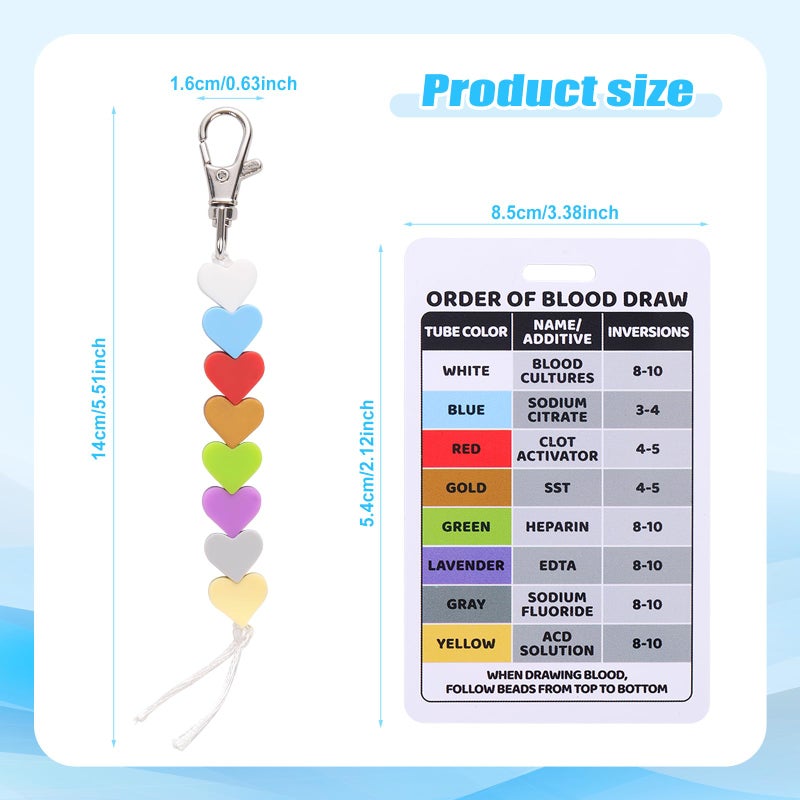 PEUTIER Order of Blood Draw Beads with Reference Card, Order of Blood Draw Vertical Badge Card Badge Reel Accessories Phlebotomy Essentials for Work or School RN Nurse Student Practitioner Grad Gift - Image 2