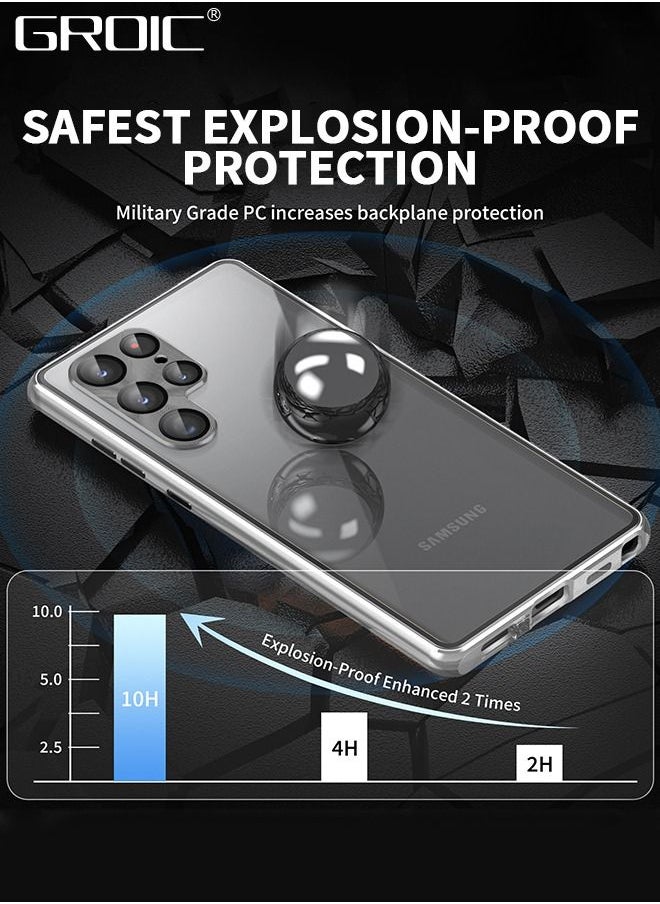 GROIC Magnetic Case for Samsung Galaxy S23 Ultra 6.8", Double Sided HD Tempered Glass Fingerprint Unlock Super Magnetic Adsorption Metal Bumper Frame 360° Full Protective Phone Cover  - Image 5