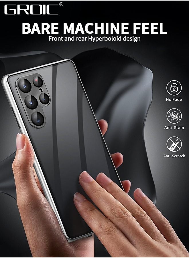 GROIC Magnetic Case for Samsung Galaxy S23 Ultra 6.8", Double Sided HD Tempered Glass Fingerprint Unlock Super Magnetic Adsorption Metal Bumper Frame 360° Full Protective Phone Cover  - Image 3