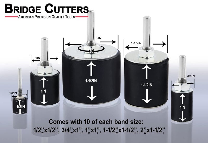 Bridge Cutters 50 Pack 80 Grit Replacement Sanding Sleeves for Rubber Drum kit 1/2" 3/4" 1" 1-1/2" 2" Inch Aluminum Oxide Woodworking Drill Rotary Sander-Drum 1/4" Drive spindel Abrasive - Image 4