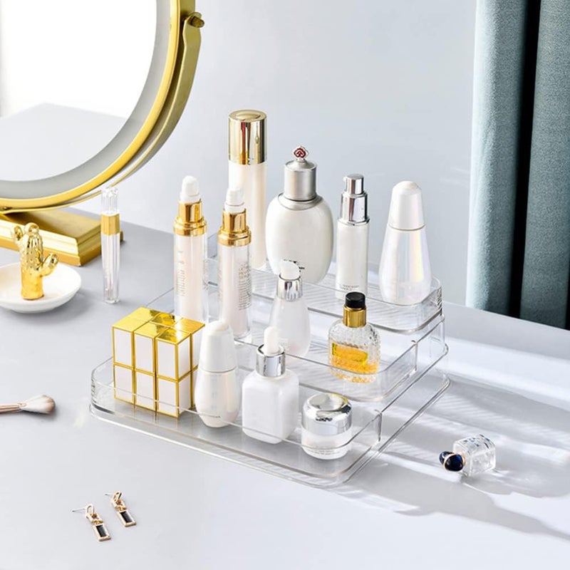 Clear Riser Display Tiered Display Shelf 3-tier Perfume Stand Mini Makeup Cosmetic Bottle Organizer Container for Lipsticks Nail Polish Bottles - Image 2