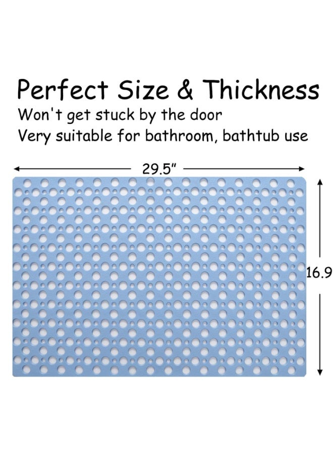 Non Slip Bath Mat Anti Mould Shower Mats TPE Bathroom Bathtub Mat Floor Shower Mats Anti Slip Antibacterial with Suction Cups & Drainage hole Perfect for Everyone Safety Blue 16.9" x 29.5"/43 x 75cm - Image 4