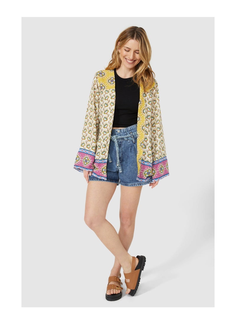 mantaray - Patchwork Mix & Match Print Kimono Top - Image 1