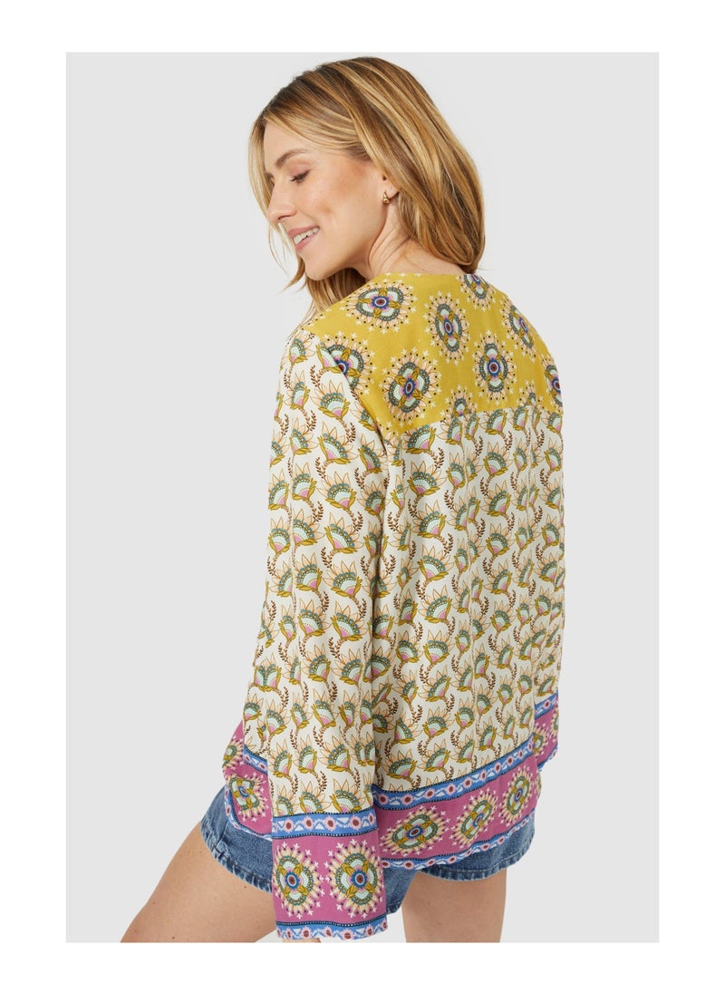 mantaray - Patchwork Mix & Match Print Kimono Top - Image 1