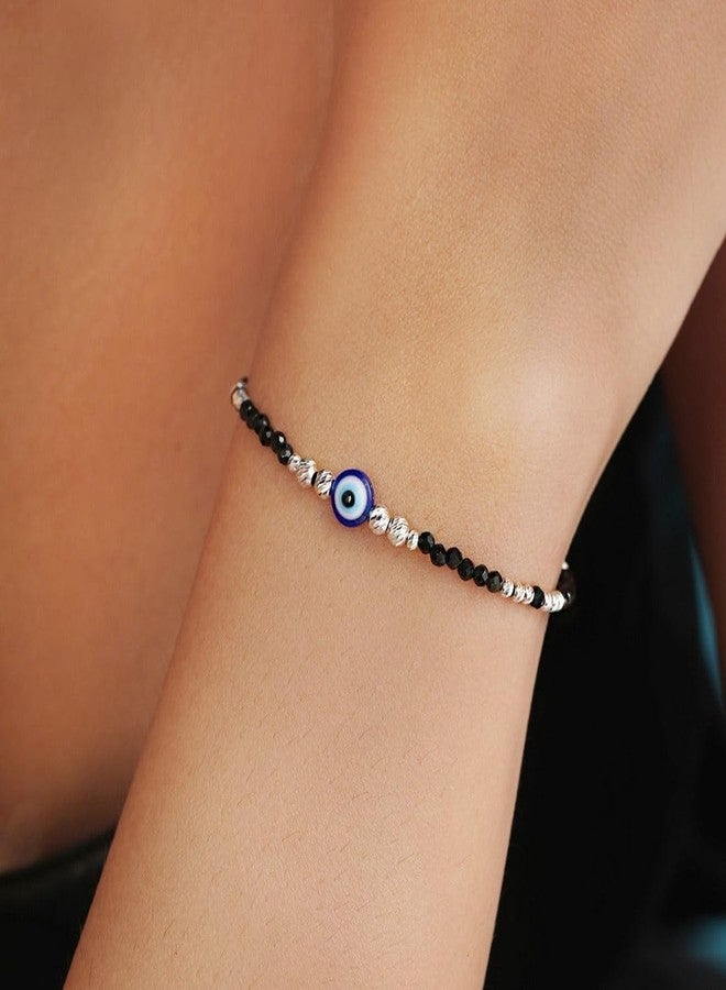 ZAVYA 925 Sterling Silver Coloured Beads Evil eye Rhodium Plated Plating Chain Bracelet |Gift for Women and Girls | With Certificate of Authenticity and 925 Hallmark - Image 2