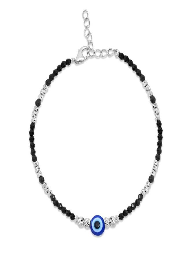 ZAVYA 925 Sterling Silver Coloured Beads Evil eye Rhodium Plated Plating Chain Bracelet |Gift for Women and Girls | With Certificate of Authenticity and 925 Hallmark - Image 1