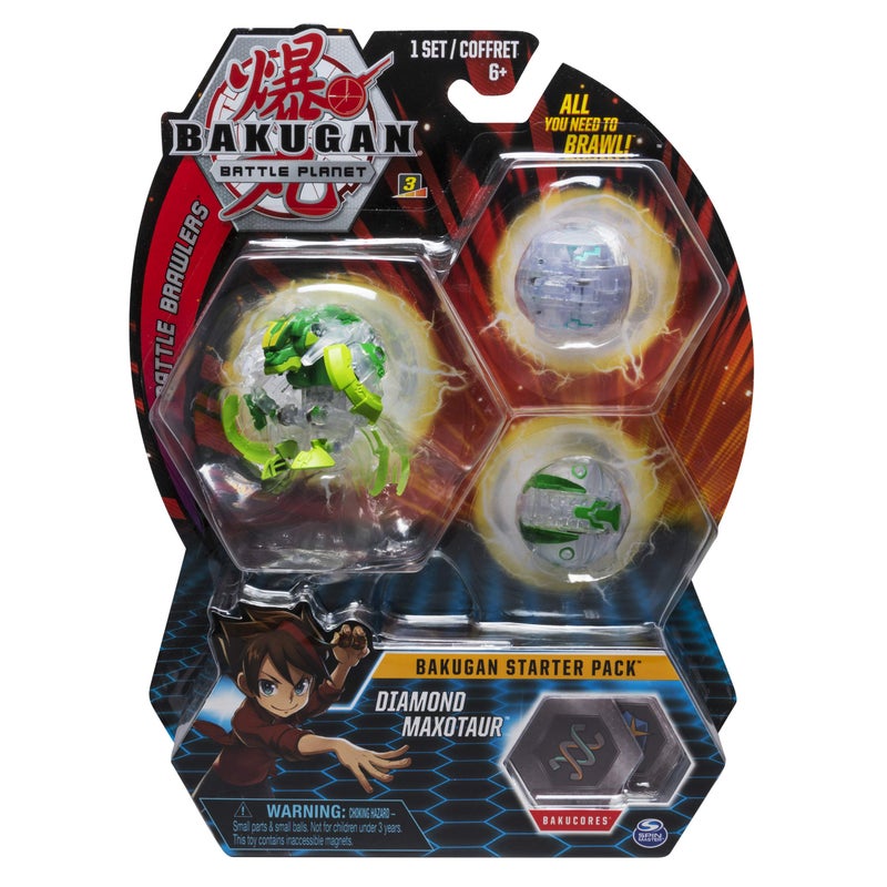 BAKUGAN باكوجان حزمة البداية 3-باك، ماكسوتور الماسي، مخلوقات قابلة للتحويل قابلة للجمع، للأعمار 6 وما فوق - Image 1