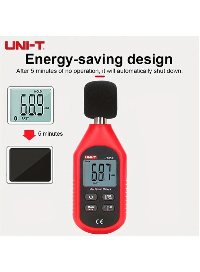 UNI-T Mini Digital Sound Level Meter 30-130dB Red Noise Detector LCD Backlight - Image 1