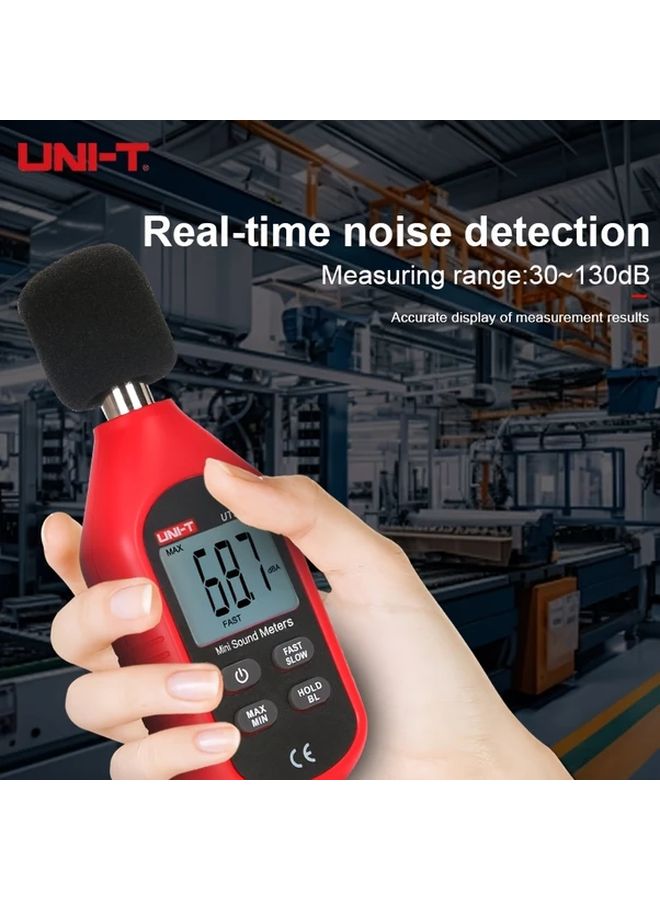 UNI-T Mini Digital Sound Level Meter 30-130dB Red Noise Detector LCD Backlight - Image 5