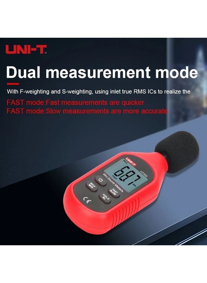 UNI-T Mini Digital Sound Level Meter 30-130dB Red Noise Detector LCD Backlight - Image 3
