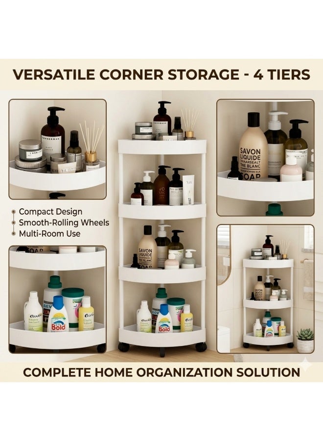 Corner Storage Shelf,Kitchen Triangle Storage Rack with Wheels - Image 2