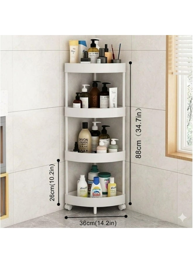 Corner Storage Shelf,Kitchen Triangle Storage Rack with Wheels - Image 3