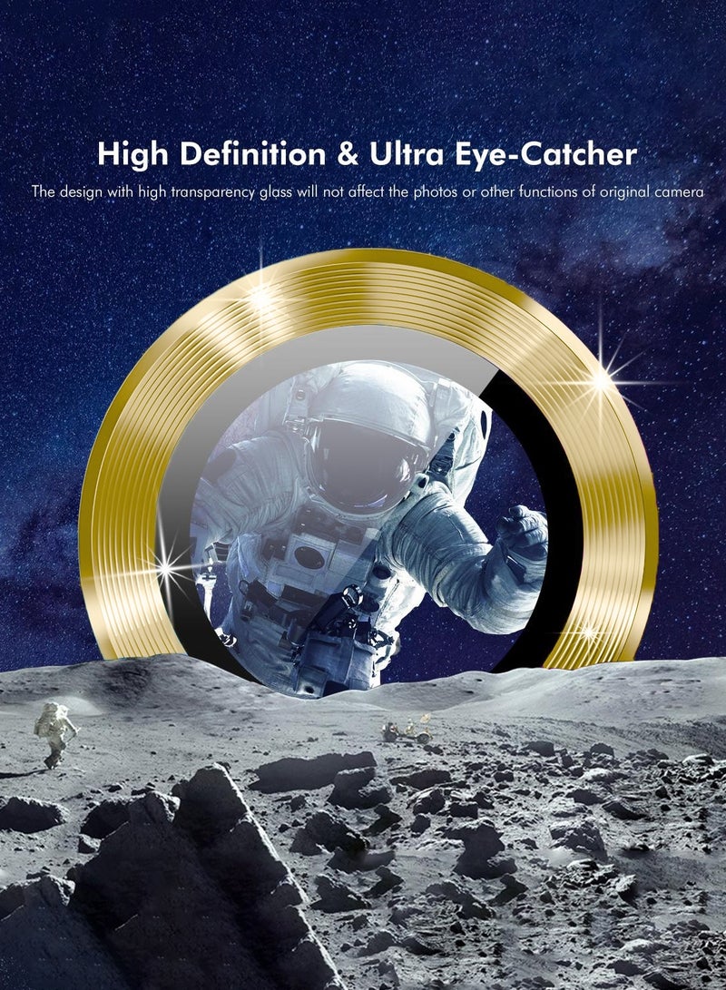 Wtech Apple iPhone Air 5G 2025 Premium Alloy Ring Camera Lens Tempered Glass Protector Shield (MLGICR) - Clear/Light Gold - Image 3