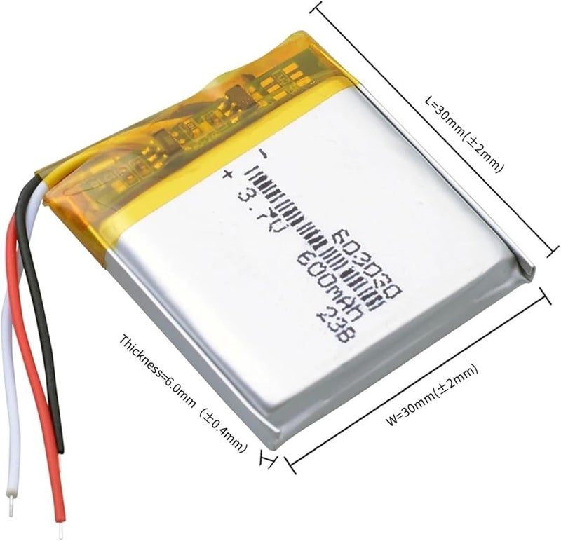 603030 3W 3.7V 600mAh Lithium Polymer Battery - Image 5