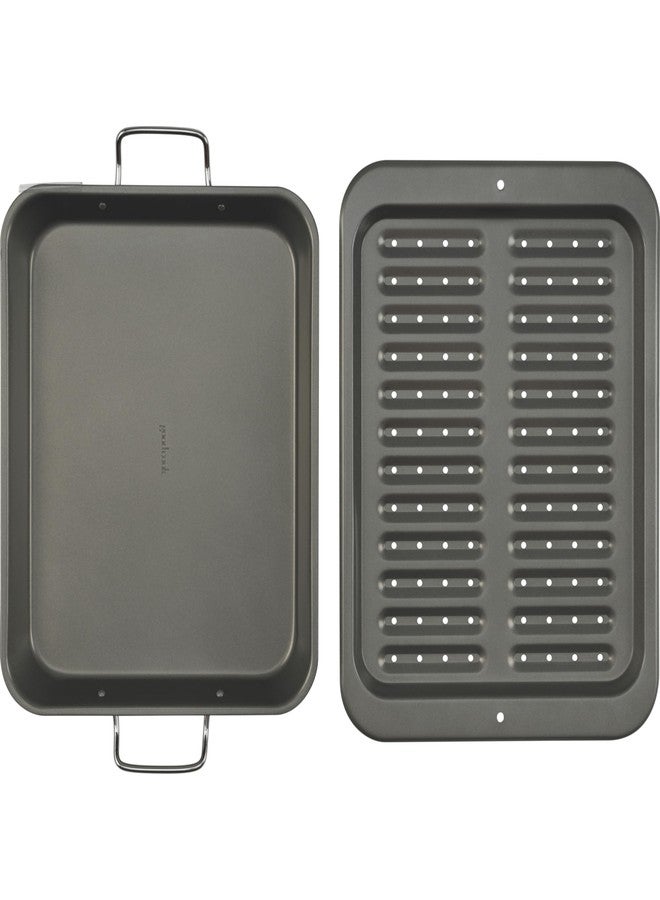 صينية شواء غير لاصقة من الفولاذ المقاوم للصدأ من جودكوك، مقاس 11.5 بوصة × 14.25 بوصة، لون رمادي - Image 4