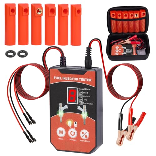 YUANRI Universal Fuel Injector Tester Cleaner Tool Kit 6 Size Cleaning Adapters 8 Pulse Modes Injector Tester 12V5V Output Power Drive 4 Wire Dual Channel DIY Fuel Injector Cleaner Tools - Image 1